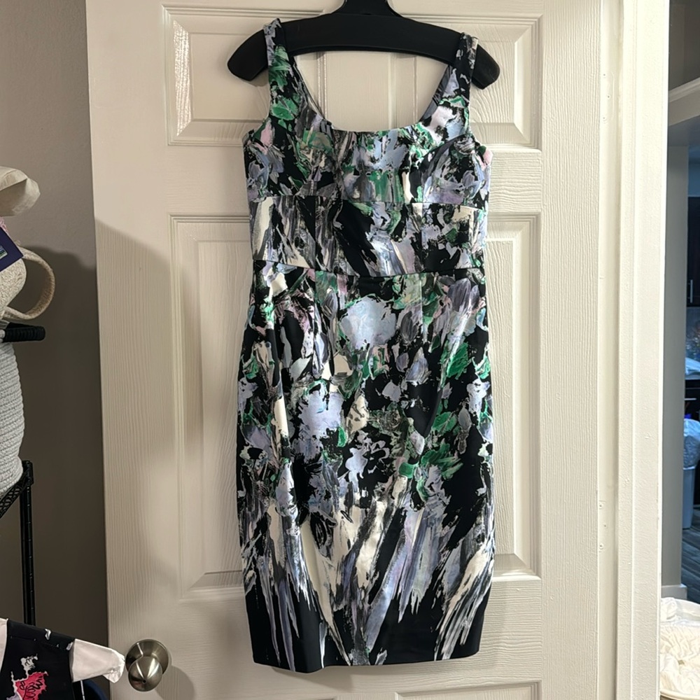 Milly Black, Pale Blue, and Green Shift Dress Size 10